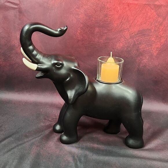 💜PartyLite Black Trumpeting Elephant Tealight/Votive Candle Holder - Picture 10 of 15